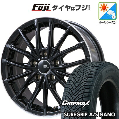 【新品国産車用5穴114.3】 オールシーズンタイヤ ホイール4本セット 225/65R17 グリップマックス シュアグリップ オールシーズン ナノ(限定) ブランドルライン DF-10M グロスブラック/リムポリッシュ 7J 17インチ(送料無料)|フジ スペシャルセレクション