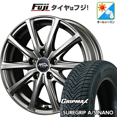 【新品国産車用5穴114.3】 オールシーズンタイヤ ホイール4本セット 225/65R17 グリップマックス シュアグリップ オールシーズン ナノ(限定) MID WHEELS V25 メタリックグレー 7J 17インチ(送料無料)
