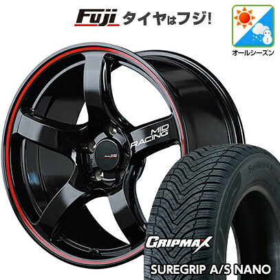 【新品国産車用5穴100】 オールシーズンタイヤ ホイール4本セット 225/60R17 グリップマックス シュアグリップ オールシーズン ナノ(限定) MID WHEELS MID RACING R50 7J 17インチ(送料無料)