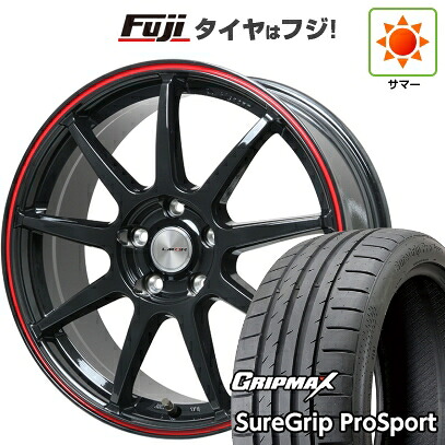 【新品国産車用5穴114.3】 夏タイヤ ホイール4本セット 225/40R18 グリップマックス シュアグリップ PRO SPORT BSW（限定） レアマイスター LMスポーツ LM-QR グロスブラック/レッドライン 9J 18インチ(送料無料)