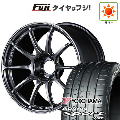 【パンク保証付き】【新品国産車用5穴114.3】 夏タイヤ ホイール4本セット 225/45R18 ヨコハマ アドバン スポーツ V107(限定) ヨコハマ アドバンレーシング RSIII 7.5J 18インチ(送料無料)