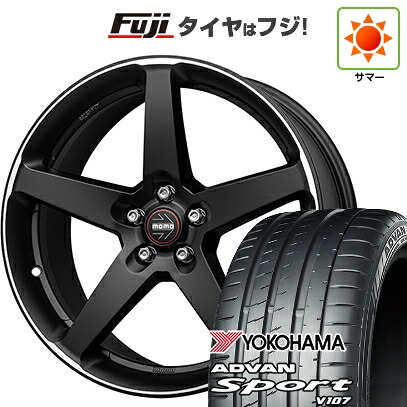 【パンク保証付き】【新品国産車用5穴114.3】 夏タイヤ ホイール4本セット 225/45R18 ヨコハマ アドバン スポーツ V107(限定) モモ ファイブ 8J 18インチ(送料無料)