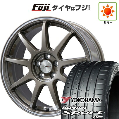 【パンク保証付き】【新品国産車用5穴114.3】 夏タイヤ ホイール4本セット 225/45R18 ヨコハマ アドバン スポーツ V107(限定) レアマイスター LMスポーツ LM-QR ブロンズ/ラインポリッシュ 7.5J 18インチ(送料無料)