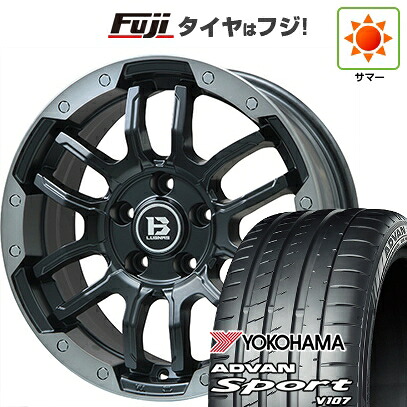 【パンク保証付き】【新品国産車用5穴114.3】 夏タイヤ ホイール4本セット 225/45R18 ヨコハマ アドバン スポーツ V107(限定) ビッグウエイ B-LUGNAS FRD(マットブラック/ブラッククリアリム) 7.5J 18インチ(送料無料) 104,060円