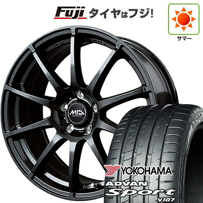 【パンク保証付き】【新品国産車用5穴114.3】 夏タイヤ ホイール4本セット 225/45R18 ヨコハマ アドバン スポーツ V107(限定) MID WHEELS スタッグ ストロングガンメタ 8J 18インチ(送料無料)