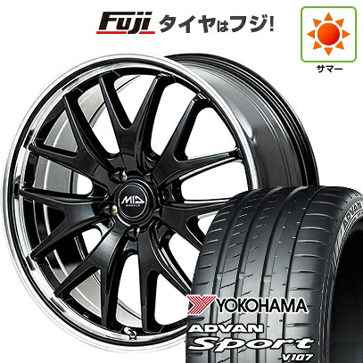 【パンク保証付き】【新品国産車用5穴114.3】 夏タイヤ ホイール4本セット 225/45R18 ヨコハマ アドバン スポーツ V107(限定) MID WHEELS エグゼ7 7J 18インチ(送料無料)|フジ スペシャルセレクション