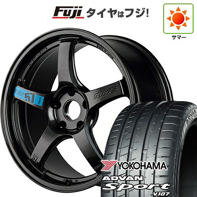 【パンク保証付き】【新品国産車用5穴114.3】 夏タイヤ ホイール4本セット 225/45R18 ヨコハマ アドバン スポーツ V107(限定) RAYS レイズ グラムライツ 57CR SPEC-M 7.5J 18インチ(送料無料)