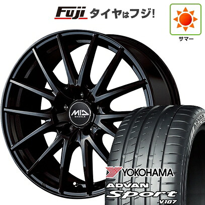 【パンク保証付き】【新品国産車用5穴114.3】 夏タイヤ ホイール4本セット 225/45R18 ヨコハマ アドバン スポーツ V107(限定) MID WHEELS SQ27 8J 18インチ(送料無料)