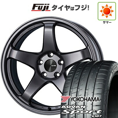【パンク保証付き】【新品国産車用5穴114.3】 夏タイヤ ホイール4本セット 225/45R18 ヨコハマ アドバン スポーツ V107(限定) ENKEI エンケイ PerformanceLine PF05 8J 18インチ(送料無料)