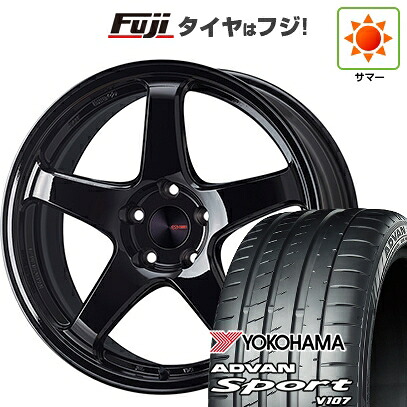 【パンク保証付き】【新品国産車用5穴114.3】 夏タイヤ ホイール4本セット 225/45R18 ヨコハマ アドバン スポーツ V107(限定) ENKEI エンケイ PerformanceLine PF05 フジオリジナルカラー 7.5J 18インチ(送料無料)