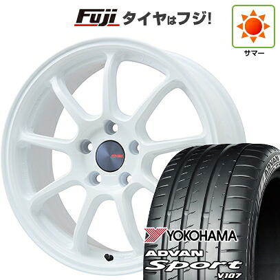 【パンク保証付き】【新品国産車用5穴114.3】 夏タイヤ ホイール4本セット 225/45R18 ヨコハマ アドバン スポーツ V107(限定) ENKEI エンケイ PerformanceLine PF09 フジオリジナルカラー 7.5J 18インチ(送料無料)