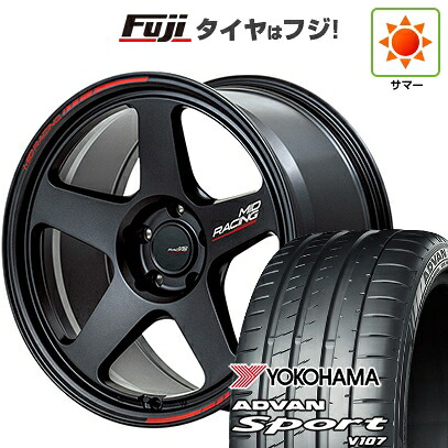 【パンク保証付き】【新品国産車用5穴114.3】 夏タイヤ ホイール4本セット 225/45R18 ヨコハマ アドバン スポーツ V107(限定) MID WHEELS MID RACING TR50 8J 18インチ(送料無料)|フジ スペシャルセレクション