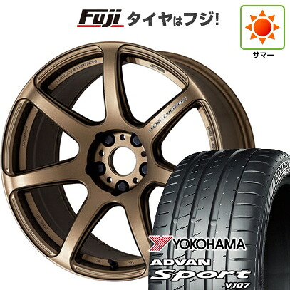【パンク保証付き】【新品国産車用5穴114.3】 夏タイヤ ホイール4本セット 225/45R18 ヨコハマ アドバン スポーツ V107(限定) WORK ワーク エモーション T7R 7.5J 18インチ(送料無料)