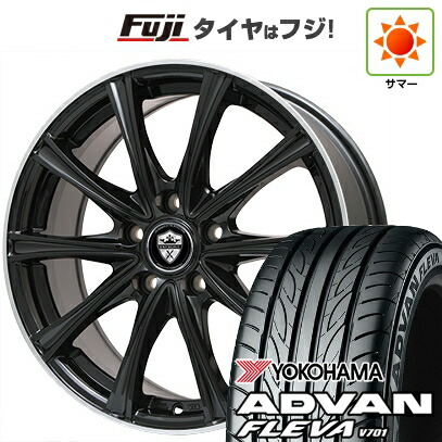 【新品】フリード クロスター 夏タイヤ ホイール4本セット 205/45R17 ヨコハマ アドバン フレバV701 エルベ エステローザ MZV ブラックリムポリッシュ 7J 17インチ(送料無料)