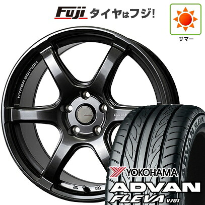 【新品国産車用5穴100】 夏タイヤ ホイール4本セット 215/40R18 ヨコハマ アドバン フレバV701 ホットスタッフ クロススピード ハイパーエディションRS6 8J 18インチ(送料無料)