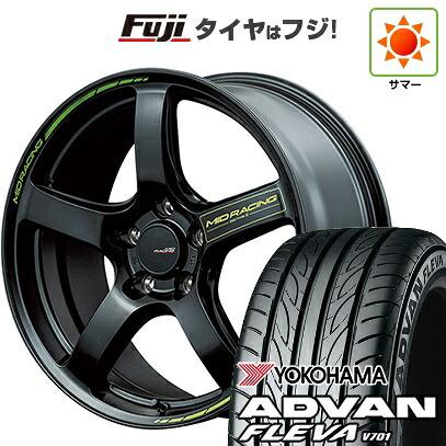 【新品国産車用5穴114.3】 夏タイヤ ホイール4本セット 205/55R17 ヨコハマ アドバン フレバV701 MID WHEELS MID RACING R50 タイプS 7J 17インチ(送料無料)｜フジ スペシャルセレクション