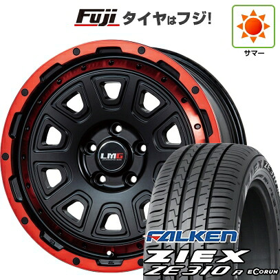 【新品国産車用5穴114.3】 夏タイヤ ホイール4本セット 215/60R17 ファルケン ジークス ZE310R エコラン(限定) レアマイスター LMG DS-10 マットブラック/レッドリム 7.5J 17インチ(送料無料)