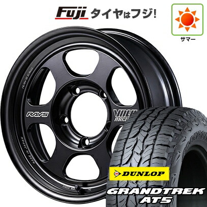 【新品】ジムニーシエラ/ジムニーノマド 夏タイヤ ホイール4本セット 215/70R16 ダンロップ グラントレック AT5 RAYS レイズ ボルクレーシング TE37XT FOR J Black Shadow LTD. 6J 16インチ(送料無料)