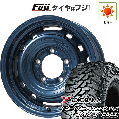 【新品】ジムニーシエラ/ジムニーノマド 夏タイヤ ホイール4本セット 225/70R16 ヨコハマ ジオランダー M/T G003 レアマイスター LMG OFF-STYLE 2 (ブルー) 6J 16インチ(送料無料)|フジ スペシャルセレクション