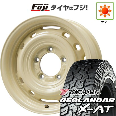 【新品】ジムニーシエラ/ジムニーノマド 夏タイヤ ホイール4本セット 225/70R16 ヨコハマ ジオランダー X-AT G016 WL レアマイスター LMG OFF-STYLE 2 (アイボリー) 6J 16インチ(送料無料)|フジ スペシャルセレクション