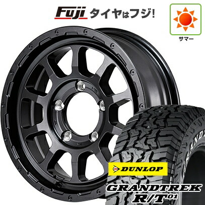 【新品】ジムニーシエラ/ジムニーノマド 夏タイヤ ホイール4本セット 225/70R16 ダンロップ グラントレック R/T01 RWL/RBL MID WHEELS NITRO POWER M10 パーシングJ バレルブラックエディション 6J 16インチ(送料無料)