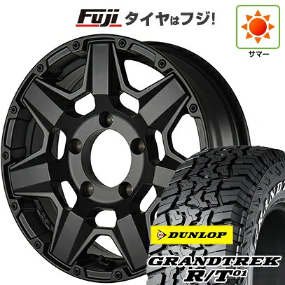 【新品】ジムニー 夏タイヤ ホイール4本セット 215/85R16 ダンロップ グラントレック R/T01 RWL/RBL クライメイト スワット(マットブラック) 5.5J 16インチ(送料無料)