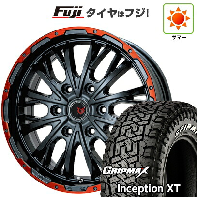 【新品】プラド/ハイラックス 夏タイヤ ホイール4本セット 275/70R17 グリップマックス インセプション X/T RWL(限定2023年製) レアマイスター LMG ヴァスティア(グロスブラック/レッドリム) 8J 17インチ(送料無料)