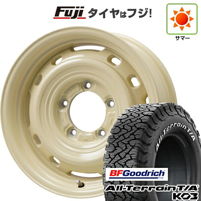 【新品】ジムニーシエラ/ジムニーノマド 夏タイヤ ホイール4本セット 225/70R16 BFグッドリッチ オールテレーンT/A KO3 RWL レアマイスター LMG OFF-STYLE 2 (アイボリー) 6J 16インチ(送料無料)