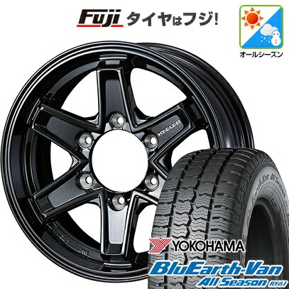 【新品】ハイエース200系 オールシーズンタイヤ ホイール4本セット 195/80R15 107/105N ヨコハマ ブルーアース Van RY61 オールシーズン WEDS ウェッズアドベンチャー キーラータクティクス グロスブラック 6J 15インチ(送料無料)|フジ スペシャルセレクション
