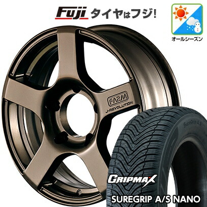 【新品】ジムニー オールシーズンタイヤ ホイール4本セット 175/80R16 グリップマックス シュアグリップ オールシーズン ナノ(限定) モーターファーム J-レボリューション 5.5J 16インチ(送料無料)