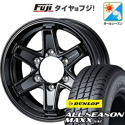 【新品】キャラバン オールシーズンタイヤ ホイール4本セット 195/80R15 107/105N ダンロップ オールシーズンMAXX VA1 WEDS ウェッズアドベンチャー キーラータクティクス グロスブラック 5.5J 15インチ(送料無料)|フジ スペシャルセレクション