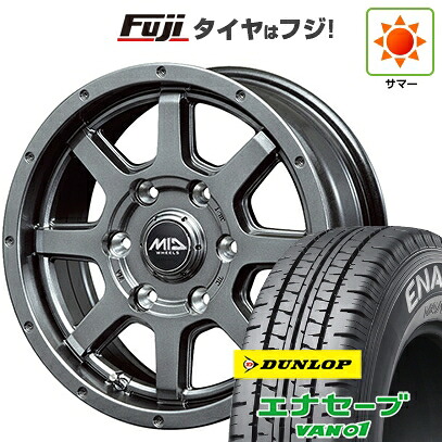 【新品】キャラバン 夏タイヤ ホイール4本セット 195/80R15 107/105N ダンロップ エナセーブ VAN01 MID WHEELS マッドライダー 5.5J 15インチ(送料無料)