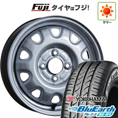【新品 軽自動車】 夏タイヤ ホイール4本セット 165/55R14 ヨコハマ ブルーアース AE-01 トピー スチールホイル M73 4.5J 14インチ(送料無料)｜フジ スペシャルセレクション