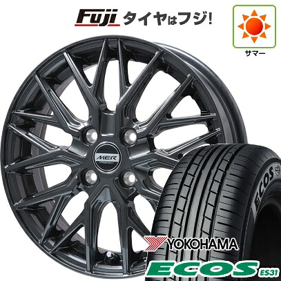 日本製【新品 軽自動車】N-BOX タント スペーシア 夏タイヤ ホイール4本セット 165/55R15 ヨコハマ エコス ES31 プレミックス MER XMESH ディープグレー 4.5J 15インチ(送料無料)