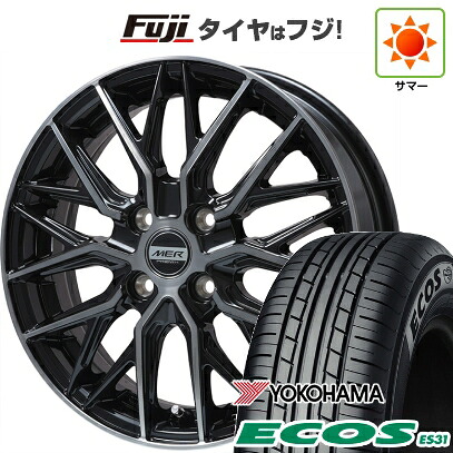 日本製【新品 軽自動車】 夏タイヤ ホイール4本セット 165/55R14 ヨコハマ エコス ES31 プレミックス MER XMESH ブラッククリア 4.5J 14インチ(送料無料)｜フジ スペシャルセレクション