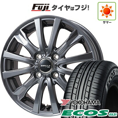 日本製【新品 軽自動車】N-BOX タント スペーシア 夏タイヤ ホイール4本セット 165/55R15 ヨコハマ エコス ES31 トピー シビラ NEXT W-5 ディープグレー【限定】 4.5J 15インチ(送料無料)｜フジ スペシャルセレクション