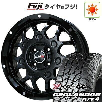 【新品 軽自動車】N-BOX タント スペーシア 夏タイヤ ホイール4本セット 155/65R14 ヨコハマ ジオランダー A/T4 G018 RBL レアマイスター LMG MS-9W グロスブラック 4.5J 14インチ(送料無料)｜フジ スペシャルセレクション