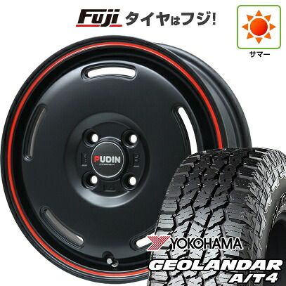 【新品 軽自動車】N-BOX タント スペーシア 夏タイヤ ホイール4本セット 155/65R14 ヨコハマ ジオランダー A/T4 G018 RBL プレミックス プディン(マットブラック/レッドライン) 4.5J 14インチ(送料無料)