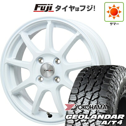 【新品 軽自動車】N-BOX タント スペーシア 夏タイヤ ホイール4本セット 155/65R14 ヨコハマ ジオランダー A/T4 G018 RBL レアマイスター LMスポーツ LM-QR ホワイト 4.5J 14インチ(送料無料)