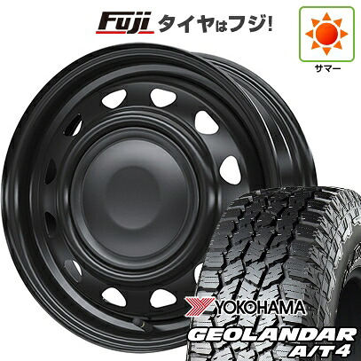 【新品 軽自動車】N-BOX タント スペーシア 夏タイヤ ホイール4本セット 155/65R14 ヨコハマ ジオランダー A/T4 G018 RBL WEDS ウェッズ スチールホイル ネオキャロ 4.5J 14インチ(送料無料)｜フジ スペシャルセレクション
