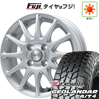 【新品 軽自動車】N-BOX タント スペーシア 夏タイヤ ホイール4本セット 155/65R14 ヨコハマ ジオランダー A/T4 G018 RBL ビッグウエイ BWスポーツ S-120 メタルシルバー 4.5J 14インチ(送料無料)
