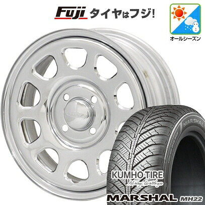 【新品 軽自動車】ハスラー デリカミニ(4WD) オールシーズンタイヤ ホイール4本セット 165/60R15 クムホ マーシャル MH22 オールシーズン(限定) モリタ デイトナズ G2 クローム 5J 15インチ(送料無料)