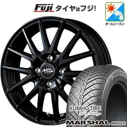【新品 軽自動車】ハスラー オールシーズンタイヤ ホイール4本セット 165/65R14 クムホ マーシャル MH22 オールシーズン(限定) MID WHEELS SQ27 4.5J 14インチ(送料無料)