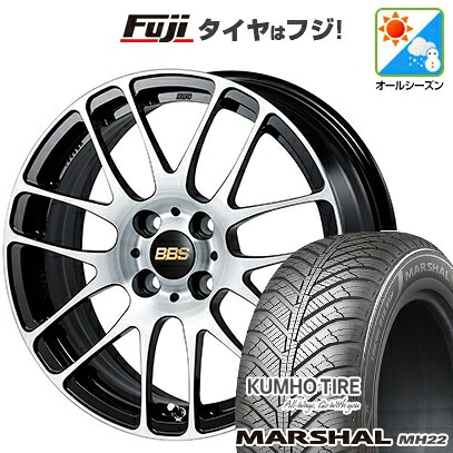 【新品国産車用4穴100】 オールシーズンタイヤ ホイール4本セット 195/55R16 91 V XL クムホ マーシャル MH22 オールシーズン(限定) BBS JAPAN RE-L2 ブラックダイヤカット 6J 16インチ(送料無料)