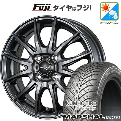 【新品】ルーミー・パッソ・ジャスティ・トール オールシーズンタイヤ ホイール4本セット 165/65R14 クムホ マーシャル MH22 オールシーズン(限定) トピー シビラ NEXT X2 5J 14インチ(送料無料)|フジ スペシャルセレクション