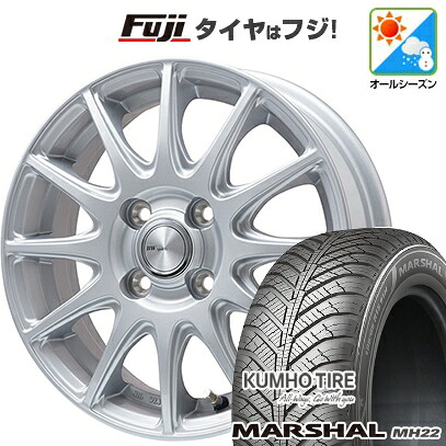 【新品国産車用4穴100】 オールシーズンタイヤ ホイール4本セット 195/55R16 クムホ マーシャル MH22 オールシーズン(限定) ビッグウエイ BWスポーツ S-120 メタルシルバー 6J 16インチ(送料無料)