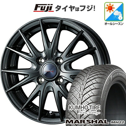 【新品国産車用4穴100】 オールシーズンタイヤ ホイール4本セット 185/55R15 クムホ マーシャル MH22 オールシーズン(限定) WEDS ウェッズ ヴェルバ スポルトII 5.5J 15インチ(送料無料)｜フジ スペシャルセレクション