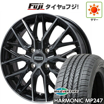 【新品 軽自動車】 夏タイヤ ホイール4本セット 165/55R14 ミレバー ハーモニック MP247(限定) プレミックス MER XMESH ブラッククリア 4.5J 14インチ(送料無料)