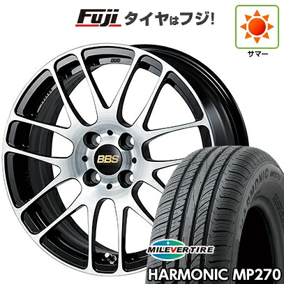 【新品国産車用4穴100】 夏タイヤ ホイール4本セット 195/55R16 ミレバー ハーモニック MP270(限定) BBS JAPAN RE-L2 ブラックダイヤカット 6.5J 16インチ(送料無料)