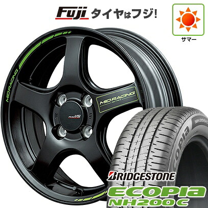 【新品 軽自動車】N-BOX タント スペーシア 夏タイヤ ホイール4本セット 165/55R15 ブリヂストン エコピア NH200 C MID WHEELS MID RACING R50 タイプS 5J 15インチ(送料無料)|フジ スペシャルセレクション